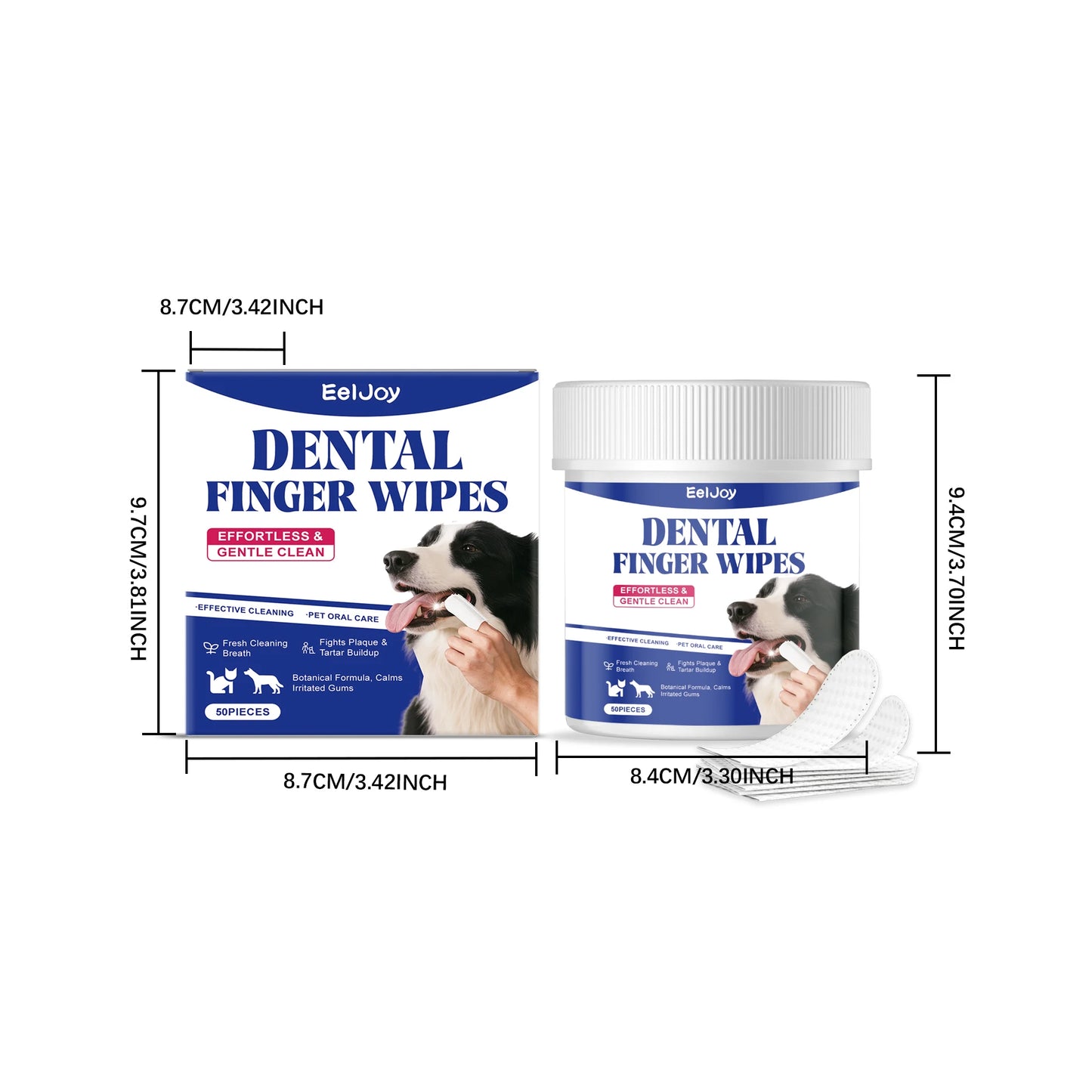 50PCS Pet Teeth Cleaning Finger Wipes Gentle Remove Tartar and Plaque Eliminating Bad Breath No-rinse Pet Tooth Cleaner Wipes