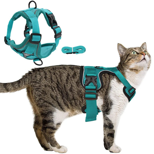 Cat Harness Escape Proof Breathable Cat Harness and Leash for Walking Outdoor Easy Control Pet Dog Cat Leash Reflective Harness - Pet Suppie