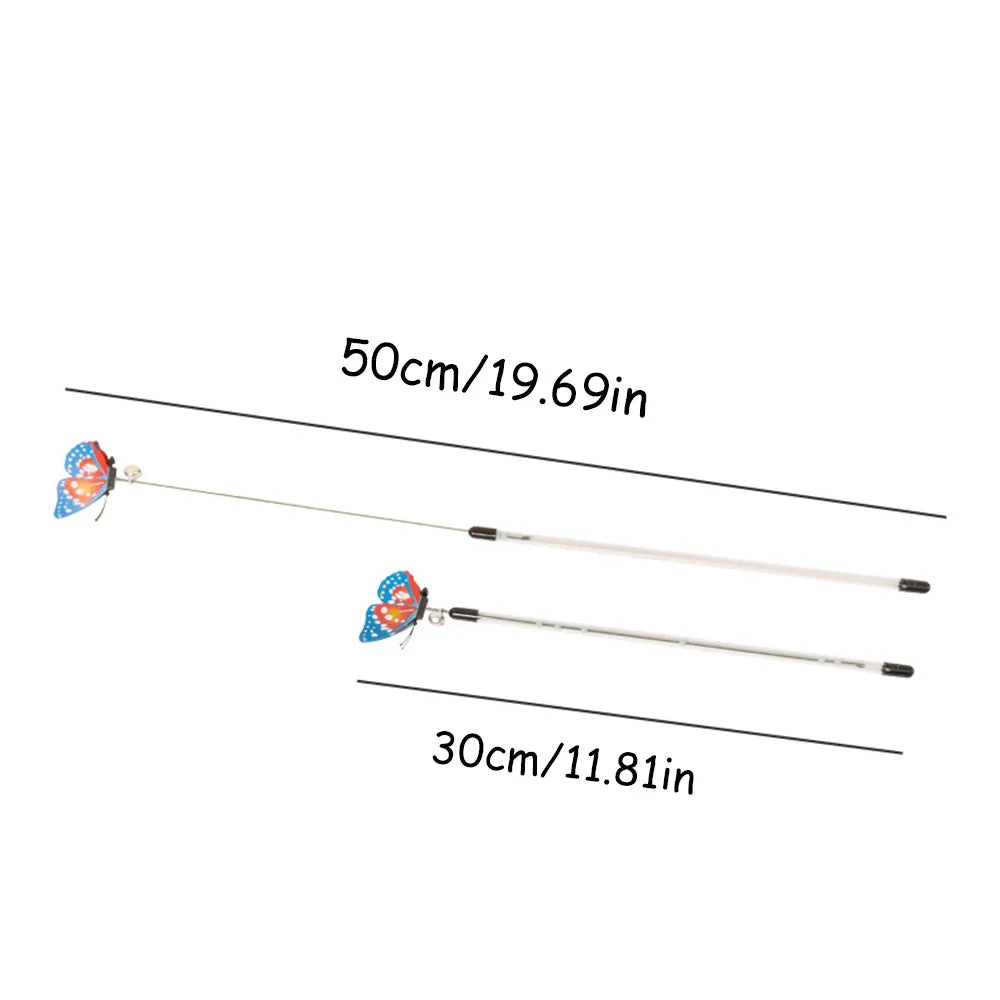 Retractable Cat Teaser Wand with Spring Butterfly - Extendable Cat Pole, Interactive Toy to Lure Cat Scratching,