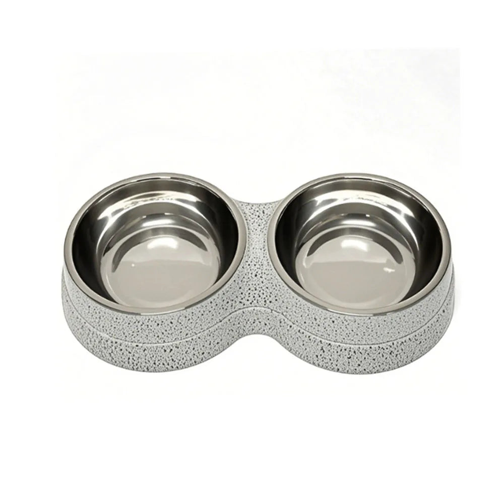 Pet Cat & Dog Dual Bowl - 2-in-1 Food & Water Bowl for Medium Cats, Puppies, Pet Feeding Supplies - Pet Suppie