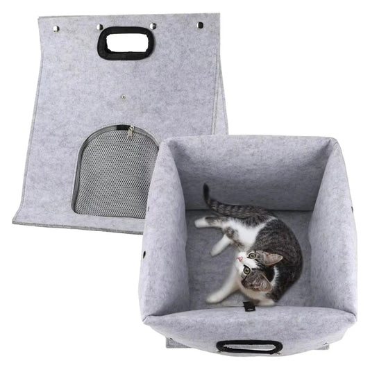 Eco-Friendly Felt Cat Bed House – Breathable Collapsible Nest & Portable Outdoor Carrier (9 Colours) - Pet Suppie