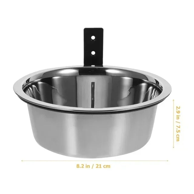 Wall Mounted Pet Bowl Stationary Dog Cage Bowl Stainless Steel Dog Cat Hanging Bowls Durable Puppy Kitten Feeder Water Food Bowl