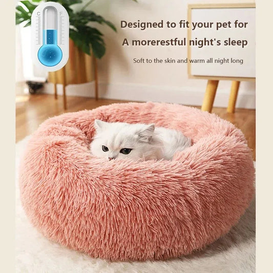 Super Soft Round Plush Pet Nest – Detachable Washable Winter Bed for Dogs & Cats (40–70cm) - Pet Suppie