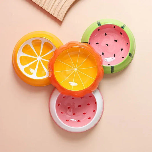 4 cute designs pet ceramics bowl watermelon strawberry shape cat food bowl small dog colorful water suppliers - Pet Suppie