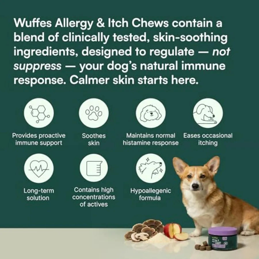 Allergy and Itch Soft Chews, Dog Allergy Support with Colostrum, Vitamin E and Omega 3s for Dogs, Non-Drowsy Immune and Itchy S