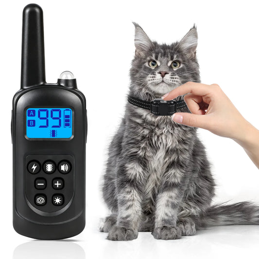 Remote Control Waterproof Cat Training Collar – Rechargeable Shock, Vibration & Sound (Stop Meowing) - Pet Suppie