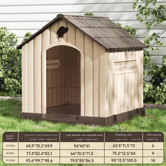 Hoopet All-Season Large Dog House – Rainproof & Cold-Proof Outdoor Plastic Kennel (Grey, Brown, Blue) - Pet Suppie