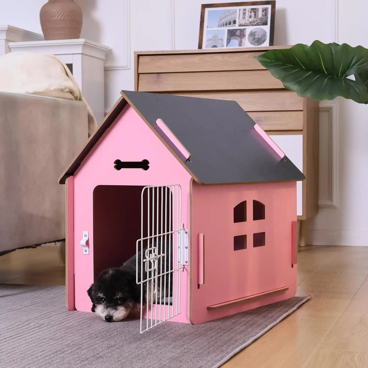 Cosy Wooden Indoor Dog House – Exclusive Condo Bed for Small Dogs, Cats & Small Animals - Pet Suppie