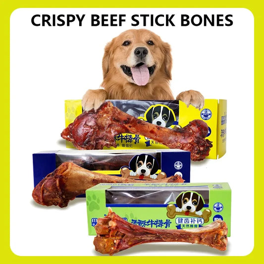 Crispy Beef Stick Bone Dog Treats – Large Grinding Chew for All Dog Breeds (60g–130g) - Pet Suppie