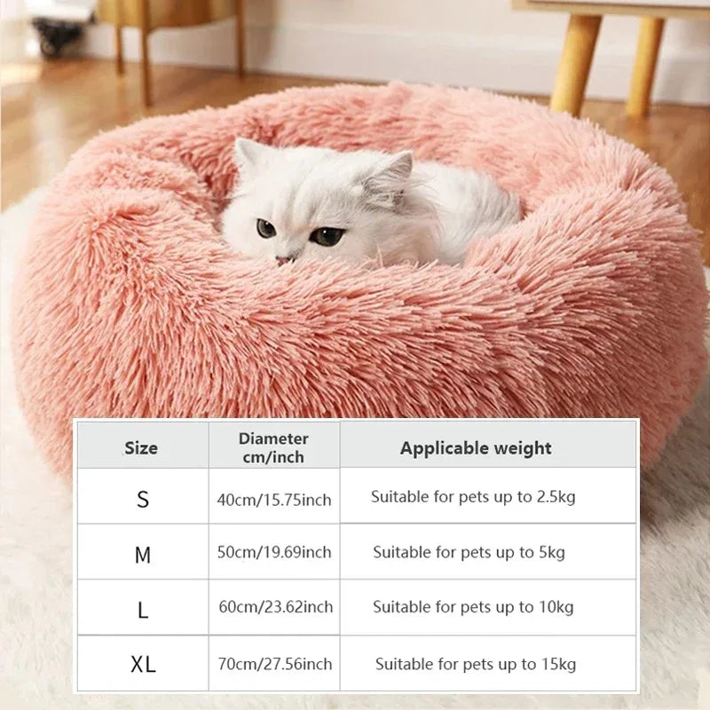 Super Soft Round Plush Pet Nest – Detachable Washable Winter Bed for Dogs & Cats (40–70cm) - Pet Suppie