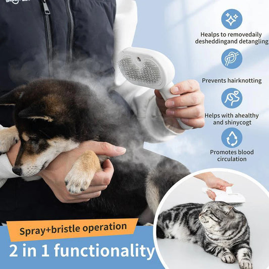USB Steam Spray Pet Grooming Comb – Heated Massage Brush for Dogs & Cats - Pet Suppie
