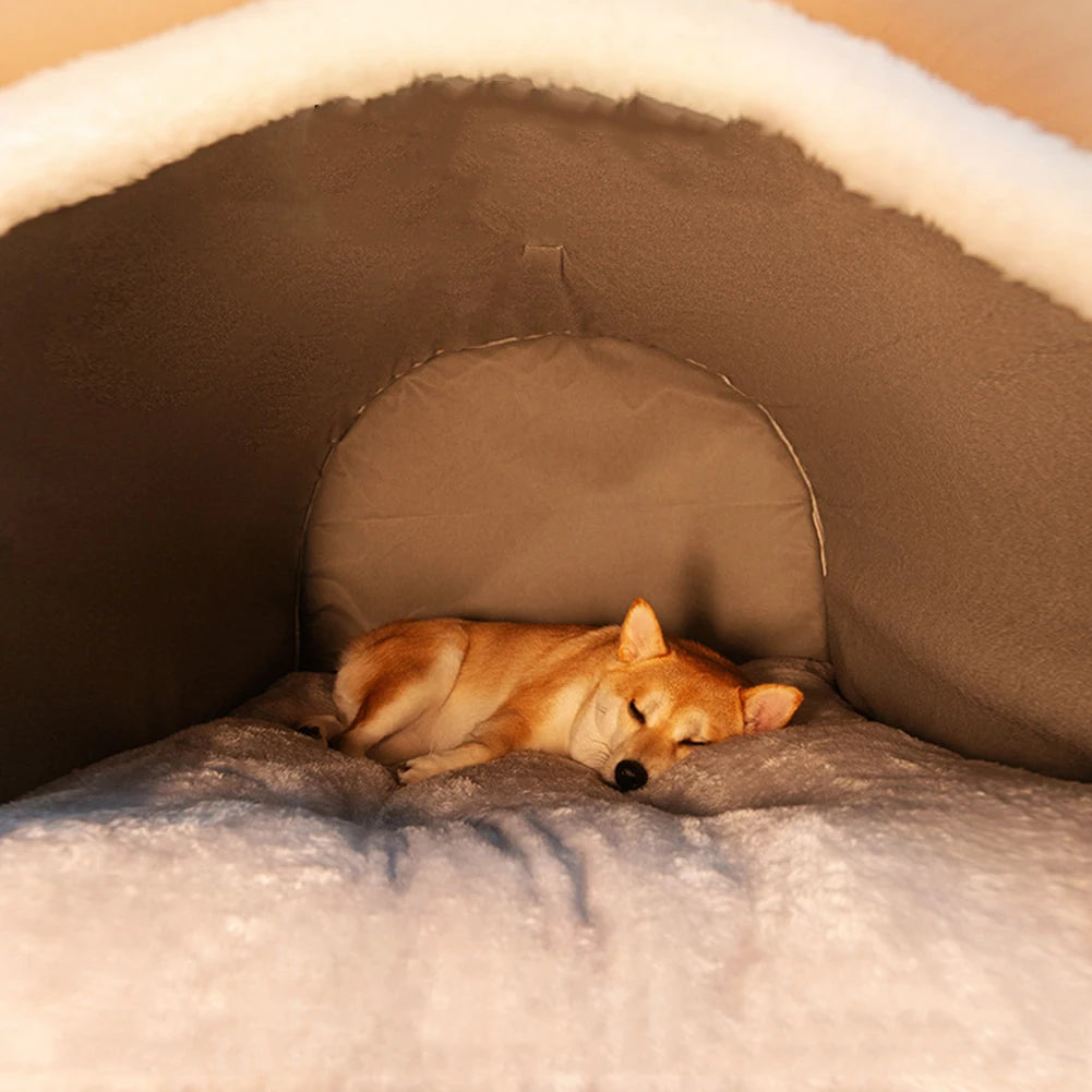 Dogs Bed Nest Detachable Plush Cotton Puppy Shelter Comfortable Large Dog Bed House Winter Cat Bed Castle Dogs Cats Pet Supplies