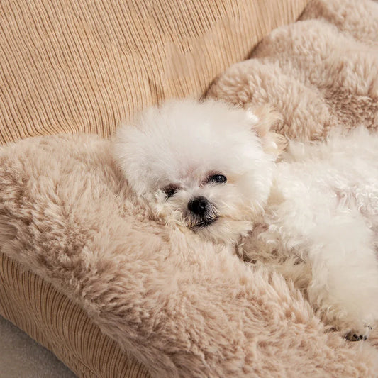 Soft Plush Dog Bed Sofa Winter Warm Pet Sleeping Mat for Small Medium Dogs Cats Removable Puppy Bed Luxury Cozy Cat Sleeping Bed