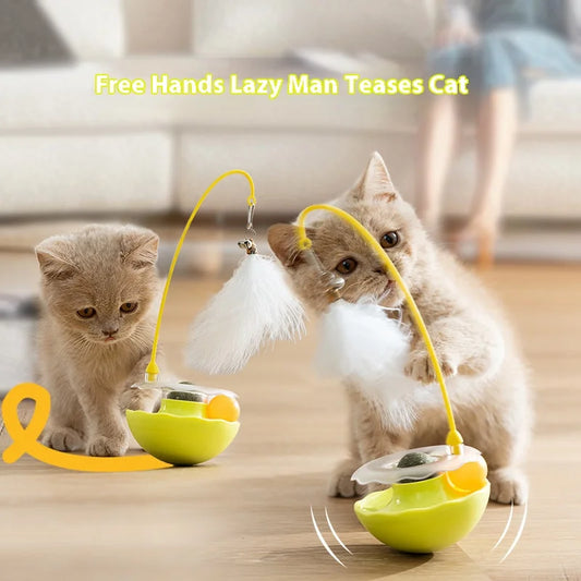 Premium Tumbler Cat Toy, Detachable Teaser Wand, Feather Bell, Catnip Ball, Pet Supplies, Plush Feather Toy