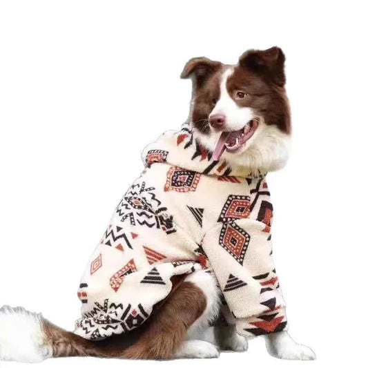 Winter Warm Thickened Sherpa Fleece Dog Coat - Hooded Thermal Sweatshirt For Medium & Large Dogs, Cold Weather Pet Apparel