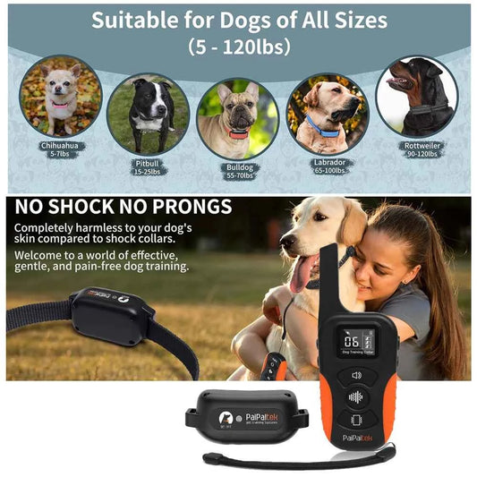 No Shock Dog Training Collar with Remote 3300ft Range,Vibrating Dog Collar Waterproof&Rechargeable Electric Collar for Dogs