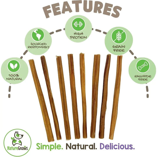 Extra Thin Bully Sticks for Small Dogs – 50 Count Natural Beef Chews for Puppies & Light Chewers - Pet Suppie