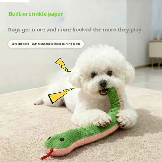 Interactive Snake‑Shape Pet Chew Toy, Bite‑Resistant Plush Sound Toy Teeth‑Cleaning for Kittens Puppies Small Pets