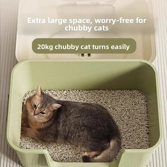 Large Size Litter Box Full Enclosure Anti Odor Anti Splaing Cabinet Toilet Poop Pan Supplies Pet Care Accories