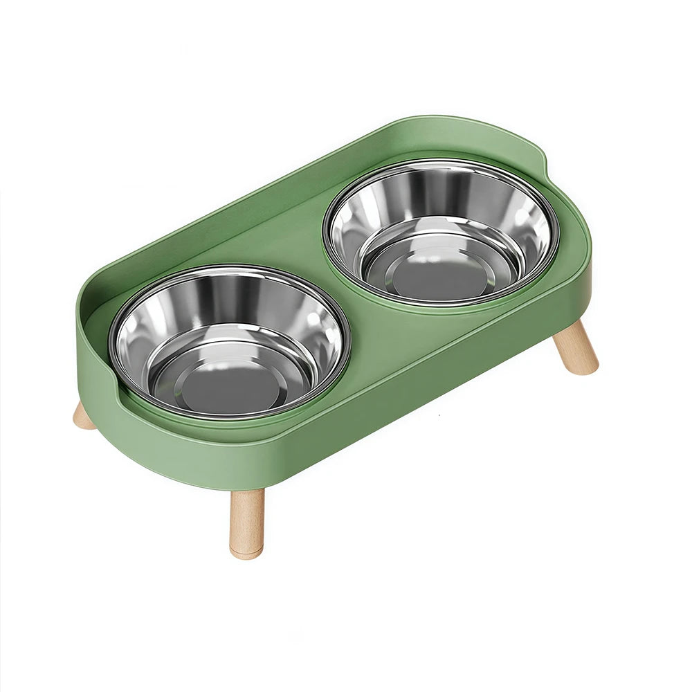 Ceramic Cat Bowls Double Set - Large Aperture Food & Water Bowls, Anti - Tip Design, Neck - Care for Cats and Dogs - Pet Suppie