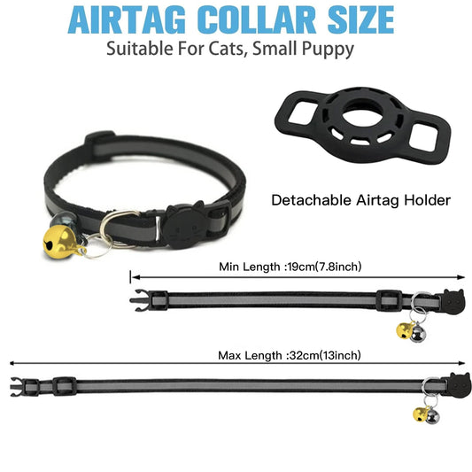 for Apple Air Tag Tracker Breakaway Cat Collar, with Airtag Case Reflective Kitten Collar with Bell for Cats,Small Dog Collar - Pet Suppie