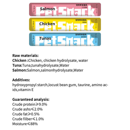 Cat Liquid Snack Strips – Chicken, Salmon & Tuna Wet Treats for Cats & Kittens - Pet Suppie