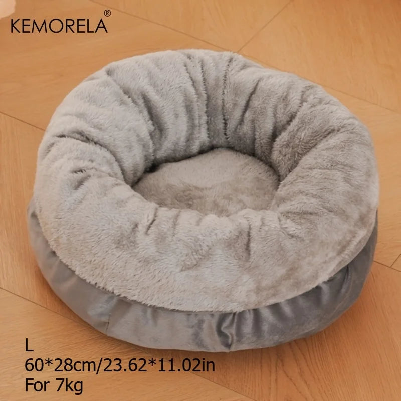 KEMORELA Ultra-Soft Plush round Pet Bed Washable Non-Slip Bottom Winter Cozy Design for Indoor Cats And Small/Medium Dogs