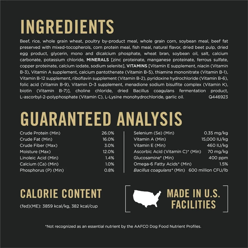 Complete Essentials Shredded Blend Beef and Rice Dog Food Dry Formula with Probiotics for Dogs 35 lb. Bag