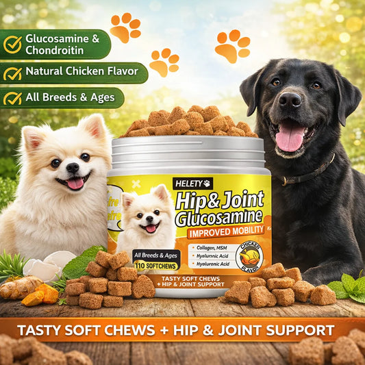Dog Hip and Joint Supplement with Glucosamine, Chondroitin, Omega 3, MSM, and Green Lipped Mussel, 90chews Flavored Chews for Sm