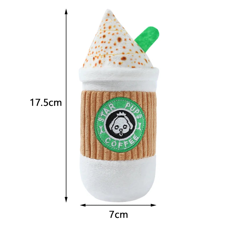 Plush Squeaky Dog Toy – Doughnut, Pizza & Latte Cup Chew Toy for Small & Large Dogs - Pet Suppie