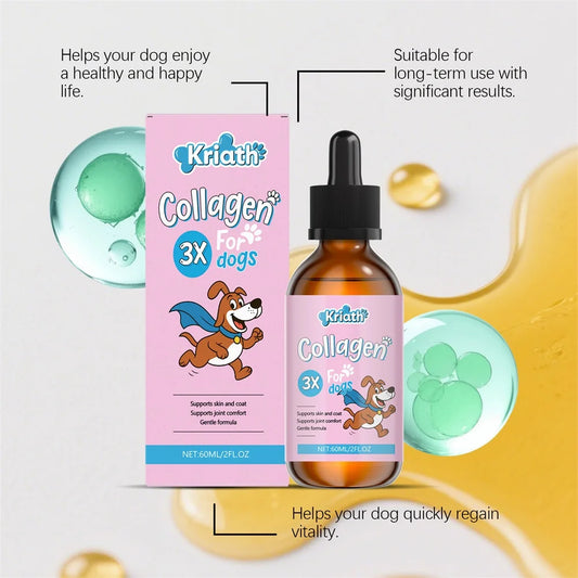 3pcs Liquid Collagen Supplement Drops For Dog Hip Joint Support Skin Coat Health Itch Relief In One Daily Supplement 60ml