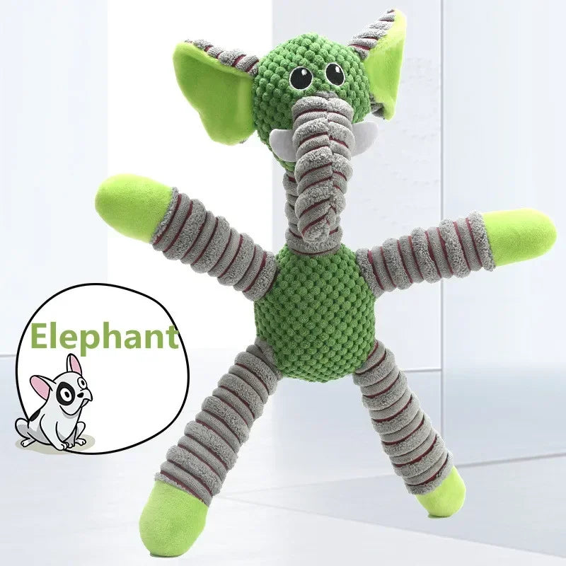 Indestructible Large Dog Squeaky Plush Toy – Animal Shape Molar Chew for Puppies & Big Dogs - Pet Suppie