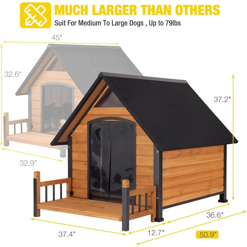 Large Outdoor Heated Dog House for Small, Medium, and Large Dogs with Insulated Metal Frame Kennel