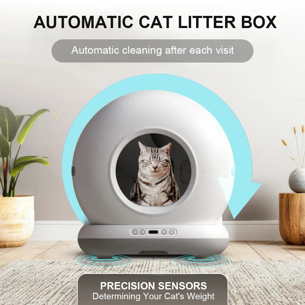 Large Capacity Automatic Cat Litter Box Self Cleaning 72L Smart Cat Toilet APP Control Extra Large Space Suitable for Big Cats