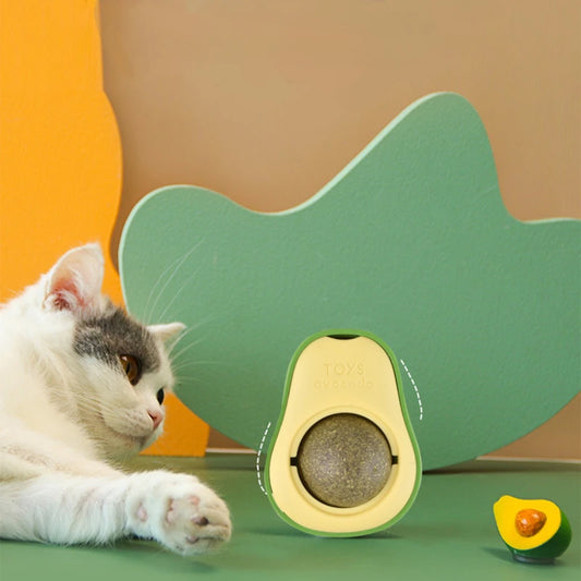 Rotatable Wall Stick-On Catnip Ball – Natural Teeth Cleaning & Scratching Toy for Cats - Pet Suppie