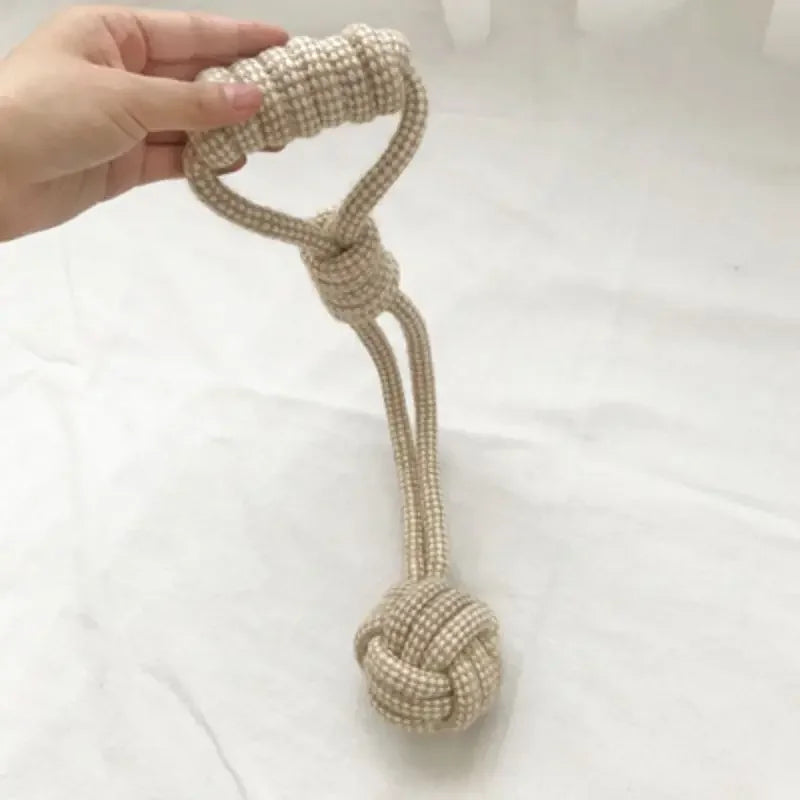Dog and cat interactive toys with knots for teeth cleaning and chewing. Durable, knotted toys, for entertainment, pet supplies.