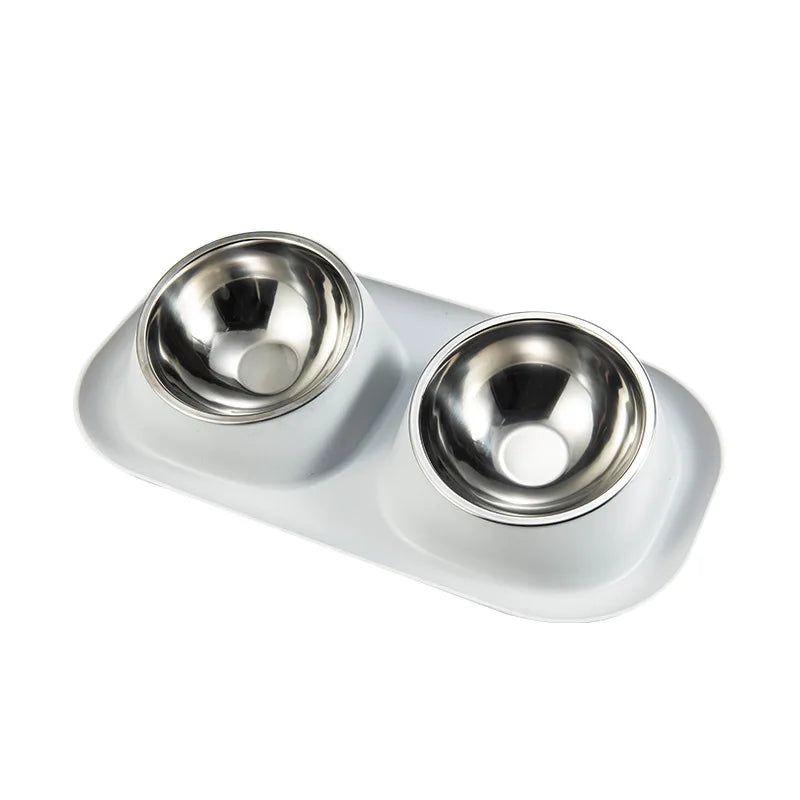 Stainless Steel Pet Bowl Anti-Spill Double Bowl for Dogs Cats Non-Slip Base Raised Design Durable Easy Clean Food Water Dish - Pet Suppie
