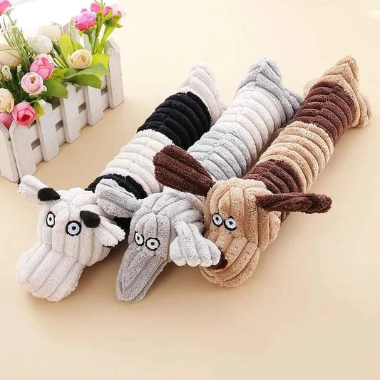 Pet Chew Squeaky Toy for Dogs Cats - Plush Interactive Training Toy, Teeth Cleaning Molar Toy, Safe Soft Chew Toy for
