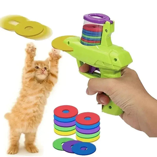 Pet Toy Gun with Flying Discs – Interactive Indoor & Outdoor Chasing Toy for Cats & Dogs - Pet Suppie