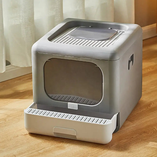 Enclosed Sifting Cat Litter Box – Dual Entry with Scoop, Filter & Drawer - Pet Suppie