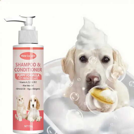 Gentle 2-in-1 Puppy Shampoo & Conditioner with Vitamins & Aloe - Hypoallergenic Formula for Soft, Shiny Coats & Moisturized Skin