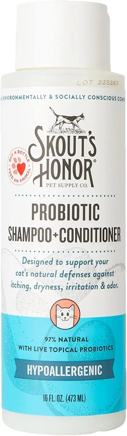 Fragrance-Free Probiotic Cat Shampoo & Conditioner with Avocado Oil & Omega-3s, 97% Natural, Paraben & Sulfate-Free, Cruelty-Fre - Pet Suppie