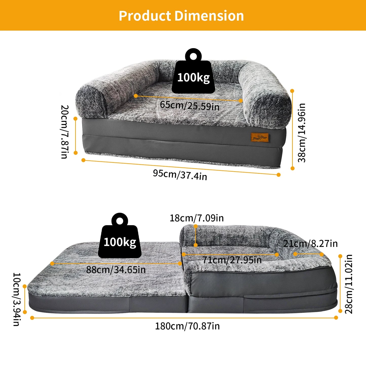 180cm Long Human-Size Giant Dog Bed Foldable Calming Pet Dog Bed Plush Cover Orthopedic
