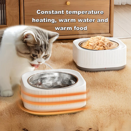 Pet Heating Bowl for Water/Food Cat Bowl Heating Noiseles Keep Warming Dog Water Bowls Winter Constant-temperature Pet Supplies - Pet Suppie