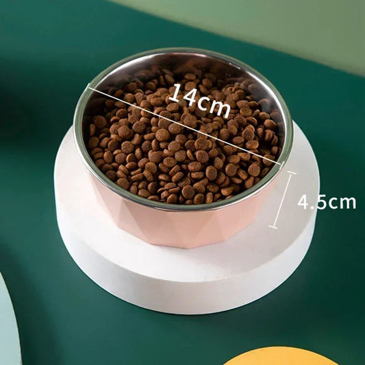 Pet supplies cat food bowl raised pet puppy feeder water bowl stainless steel cat water feed dish pet eating cat - Pet Suppie