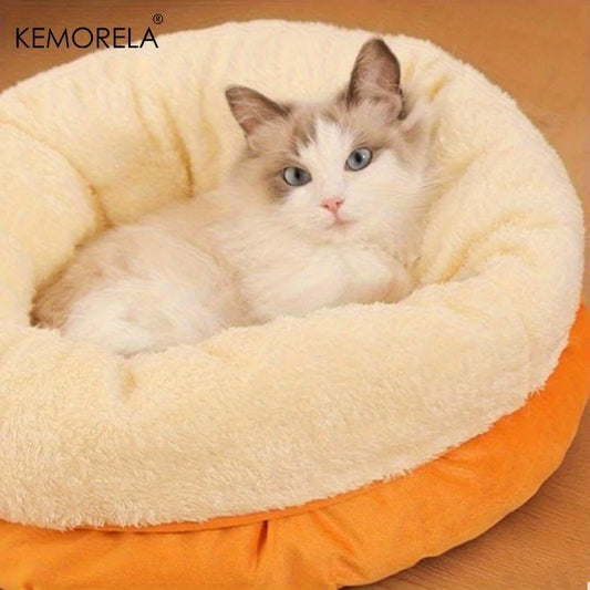 KEMORELA Ultra-Soft Plush round Pet Bed Washable Non-Slip Bottom Winter Cozy Design for Indoor Cats And Small/Medium Dogs