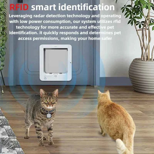 RFID Sensing Smart Cat Door Flap Control Direction Entry Exit Cat Door Intelligent Recognition Cats Hole Electronic Automatic