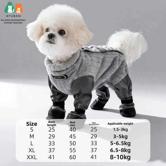 ATUBAN Dog Coat Warm Fleece Dog Jacket,Windproof Dogs Winter Coat with Harness Built in,Reflective Turtleneck Dogs Snowsuit