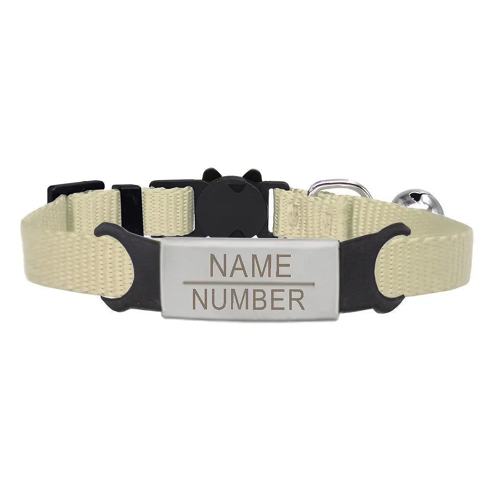 Personalised ID Tag Cat Collar – Safe Breakaway Design with Engraved Name & Phone Number (7 Colours) - Pet Suppie