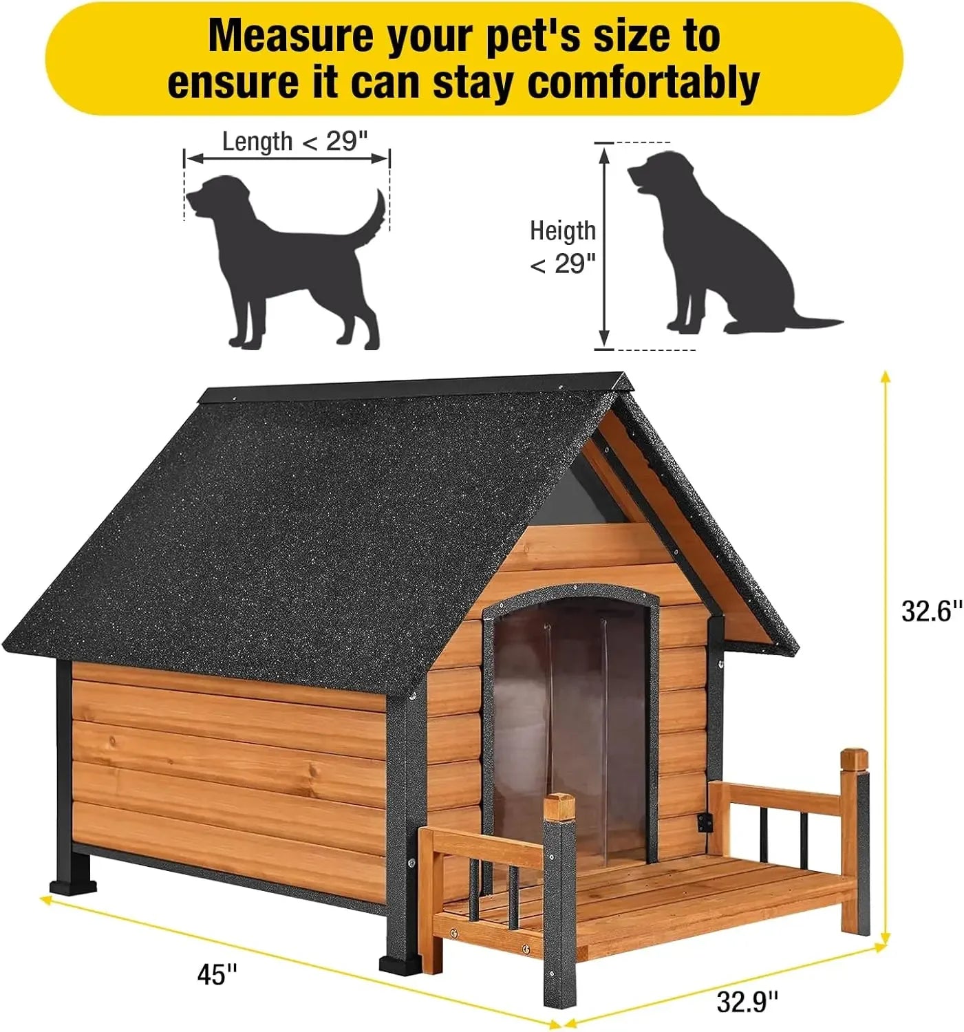 Dogs House Outdoor,Dogs Kennel Outside for Large Breed,Weatherproof Large Dogs Shelter with Anti-Chewing Iron Frame